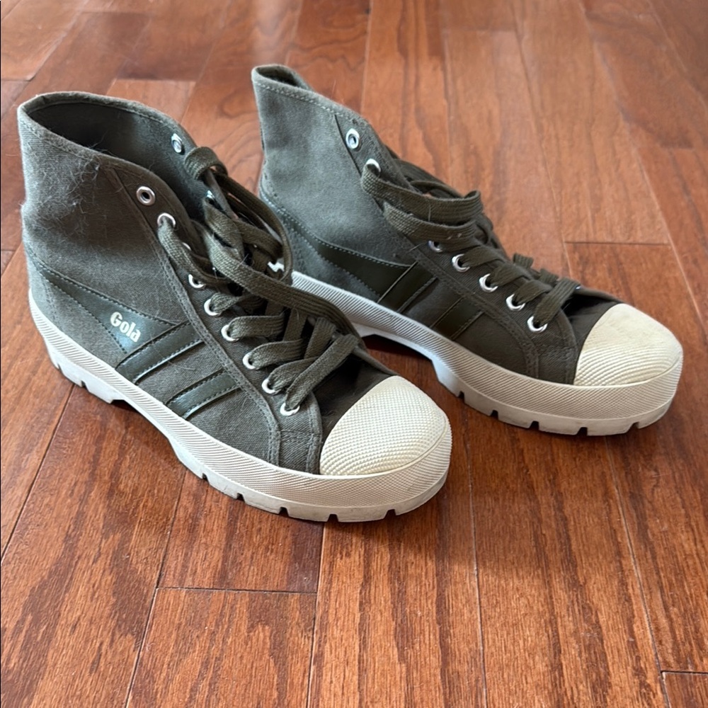Gola High-Top Sneakers in Olive Green